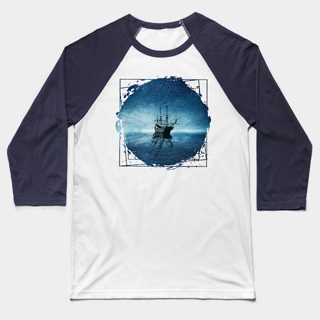 ghost ship reflection Baseball T-Shirt by psychoshadow